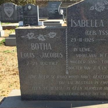 BOTHA Isabella nee YSSEL 1925-1967 :: BOTHA Louis Jacobus 1967-1967