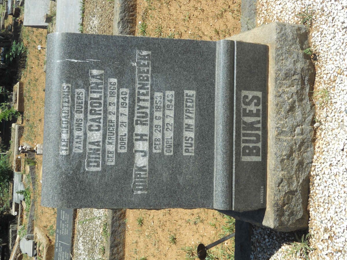 BUKES Dirk J.H. Ruytenbeek 1853-1943 &amp; Dina Carolina KRUGER 1866-1940