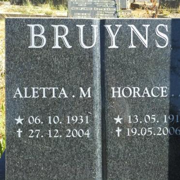 BRUYNS Horace A. 1918-2006 &amp; Aletta M. 1931-2004