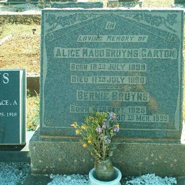 BRUYNS Alice Maud nee GARTON 1899-1990, BRUYNS Bernie 1925-1999