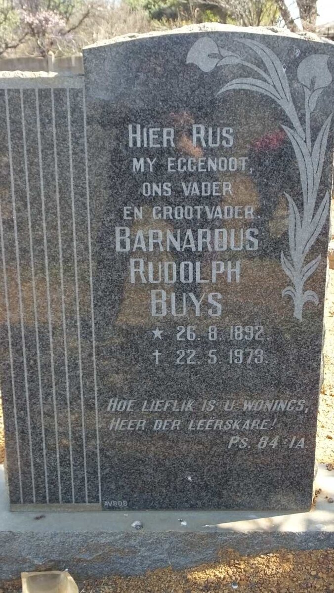 BUYS Barnardus Rudolph 1892-1973