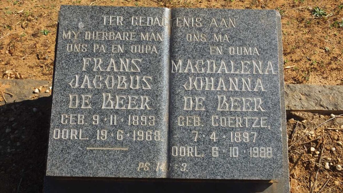 BEER Frans Jacobus, de 1893-1968 &amp; Magdalena Johanna COERTZE 1897-1988