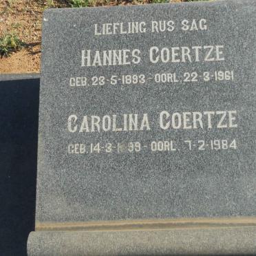 COERTZE Hannes 1893-1961 &amp; Carolina 1899-1984