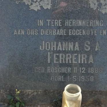 FERREIRA Johanna S.A. nee ROSCHER 1888-1958