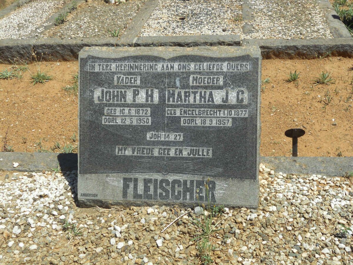 FLEISCHER John P.H. 1872-1950 &amp; Martha J.C. ENGELBRECHT 1877-1957