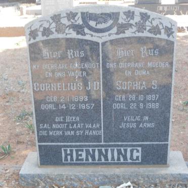 HENNING Cornelius J.D. 1893-1957 &amp; Sophia S. 1897-1988