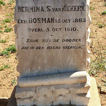 NIEKERK Hermina S., van nee BOSMAN 1883-1910