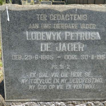 JAGER Lodewyk Petrus, de 1865-1954