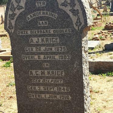 KRIGE A.J. 1835-1903 &amp; A.C.M. DELPORT 1846-1918