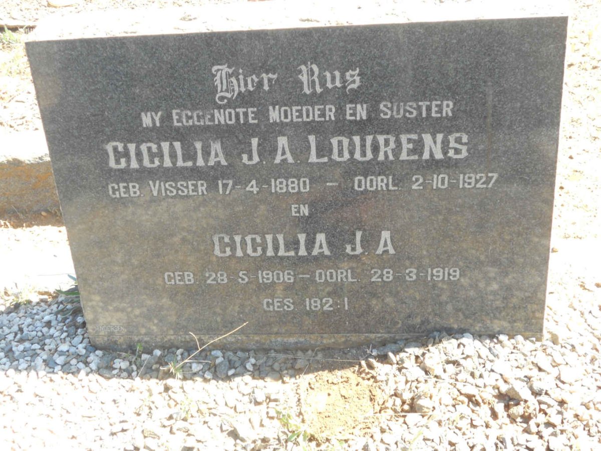 LOURENS Cicilia J.A. nee VISSER 1880-1927 :: LOURENS Cicilia J.A. 1906-1919