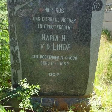 LINDE Maria M., v.d. nee KOEKEMOER 1866-1959