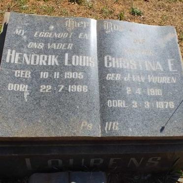 LOURENS Hendrik Louis 1905-1966 &amp; Christina E. J. VAN VUUREN 1910-1976