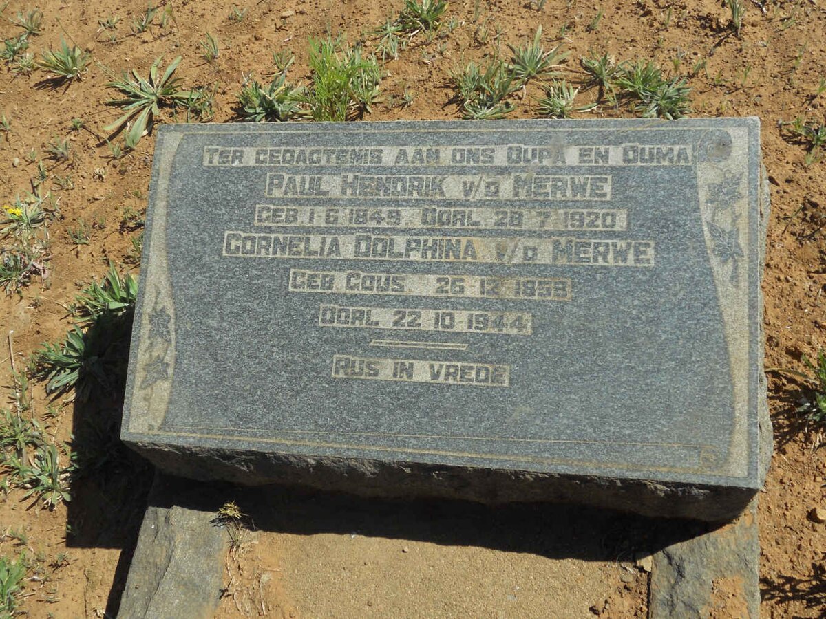 MERWE Paul Hendrik, v.d. 1849-1920 &amp; Cornelia Dolphina GOUS 1858-1944