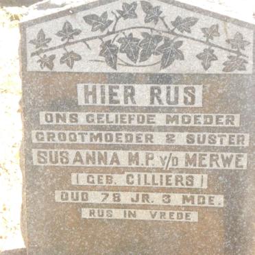MERWE Susanna M.P., v.d. nee CILLIERS