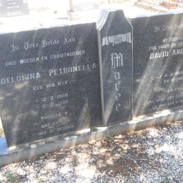 MAREE David Andries 1906-1964 &amp; Roelofina Petronella VAN WYK 1908-1988