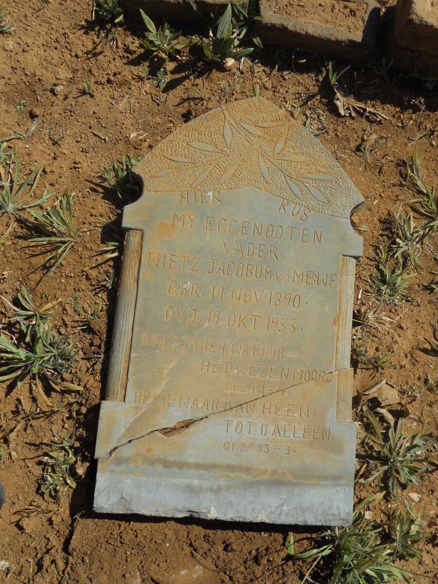 MERWE Wietz Jacobus, v.d. 1890-1933