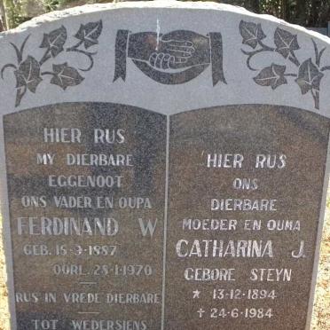 NIEKERK Ferdinand W., van 1887-1970 &amp; Catharina J. STEYN 1894-1984