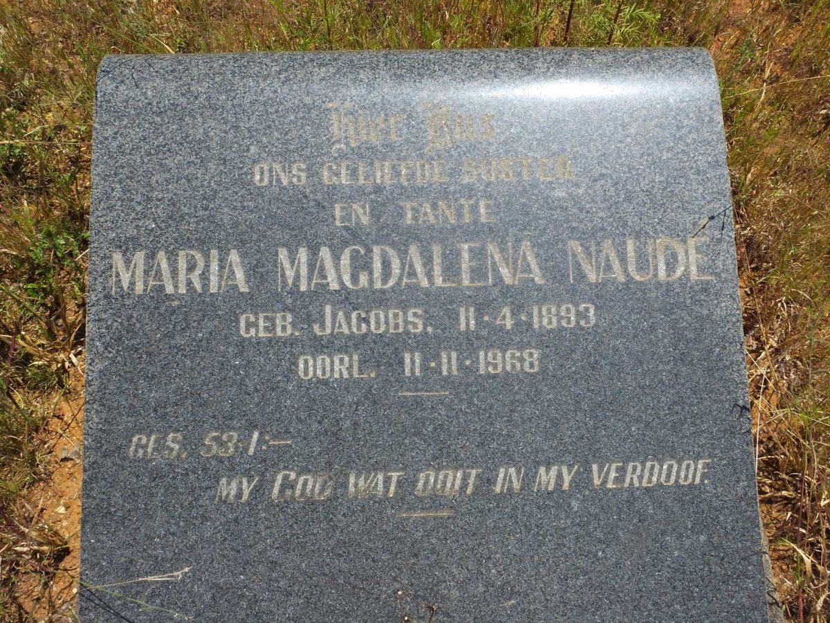 NAUDE Maria Magdalena nee JACOBS 1893-1968