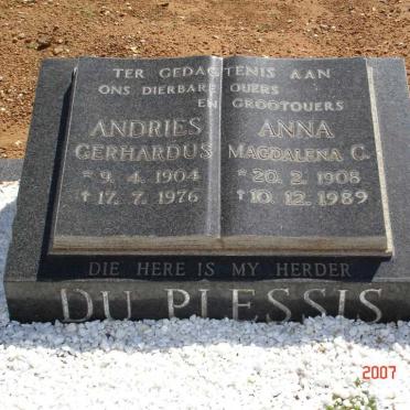 PLESSIS Andries Gerhardus, du 1904-1976 &amp; Anna Magdalena C. 1908-1989