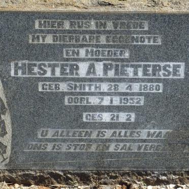 PIETERSE Hester A. nee SMITH 1880-1952