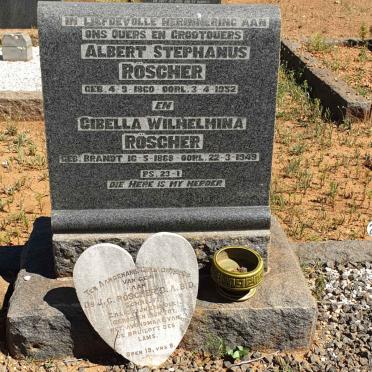 ROSCHER Albert Stephanus 1860-1932 &amp; Cibella Wilhelmina BRANDT 1868-1949
