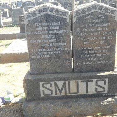 SMUTS Gillis Cornelius Francois 1862-1949 &amp; Gerharda M.B. JORDAAN 1873-1938
