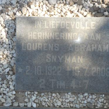 SNYMAN Lourens Abraham 1922-2008