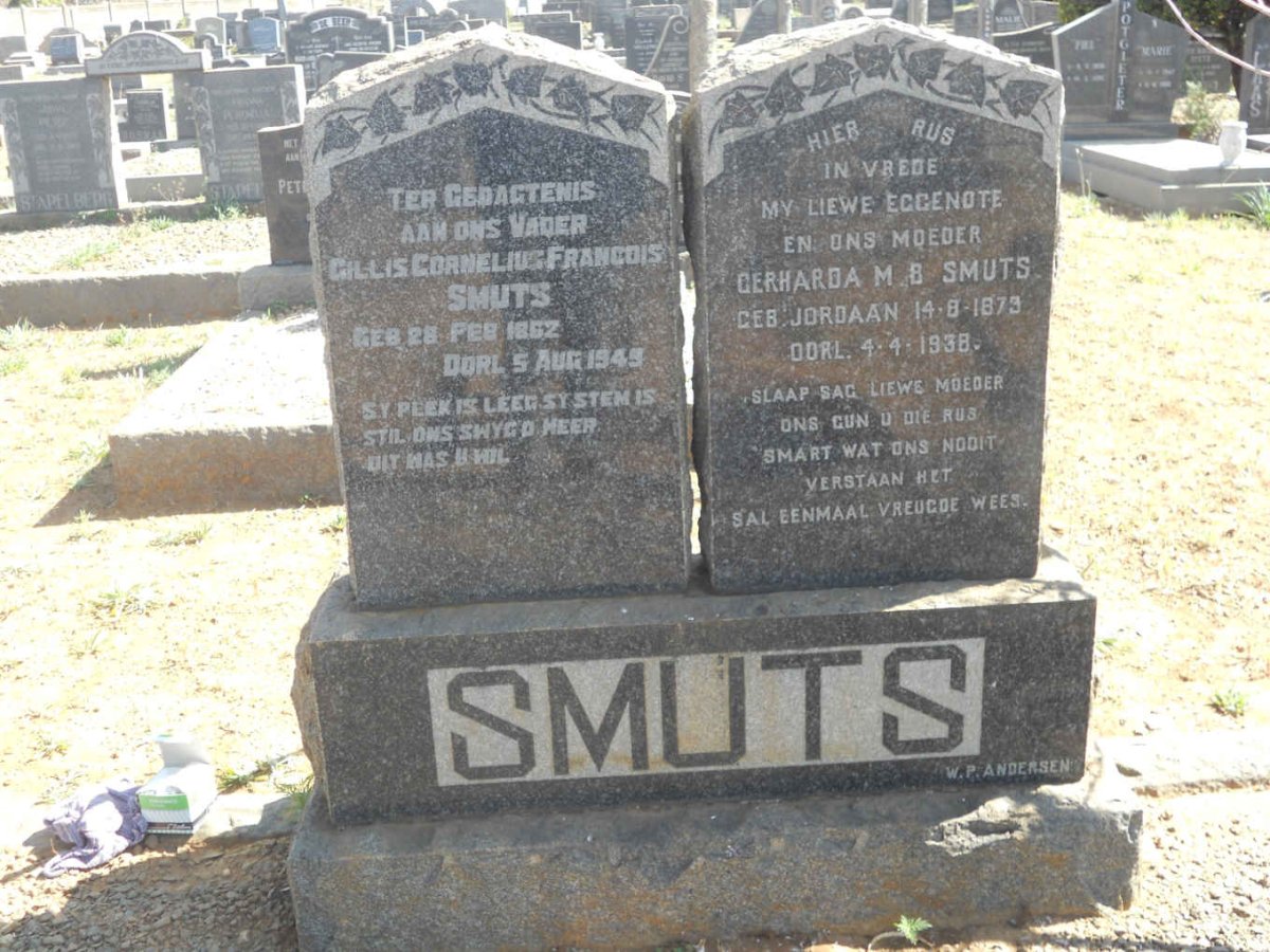 SMUTS Gillis Cornelius Francois 1862-1949 &amp; Gerharda M.B. JORDAAN 1873-1938