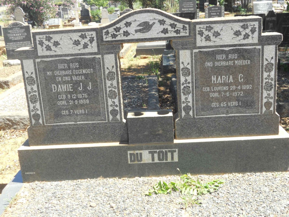 TOIT Dawie J.J., du 1875-1959 &amp; Maria G. LOURENS 1882-1972