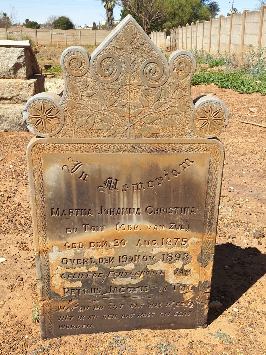 TOIT Martha Johanna Christina, du nee VAN ZIJL 1875-1898