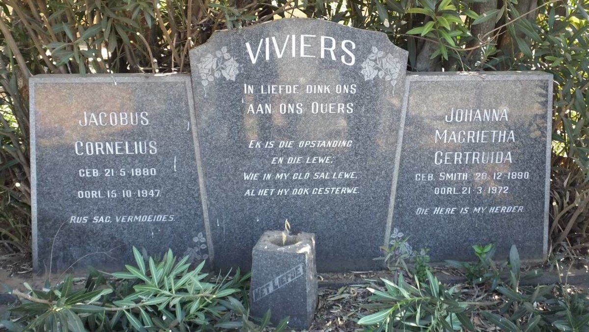 VIVIERS Jacobus Cornelius 1880-1947 &amp; Johanna Magrietha Gertruida SMITH 1890-1972