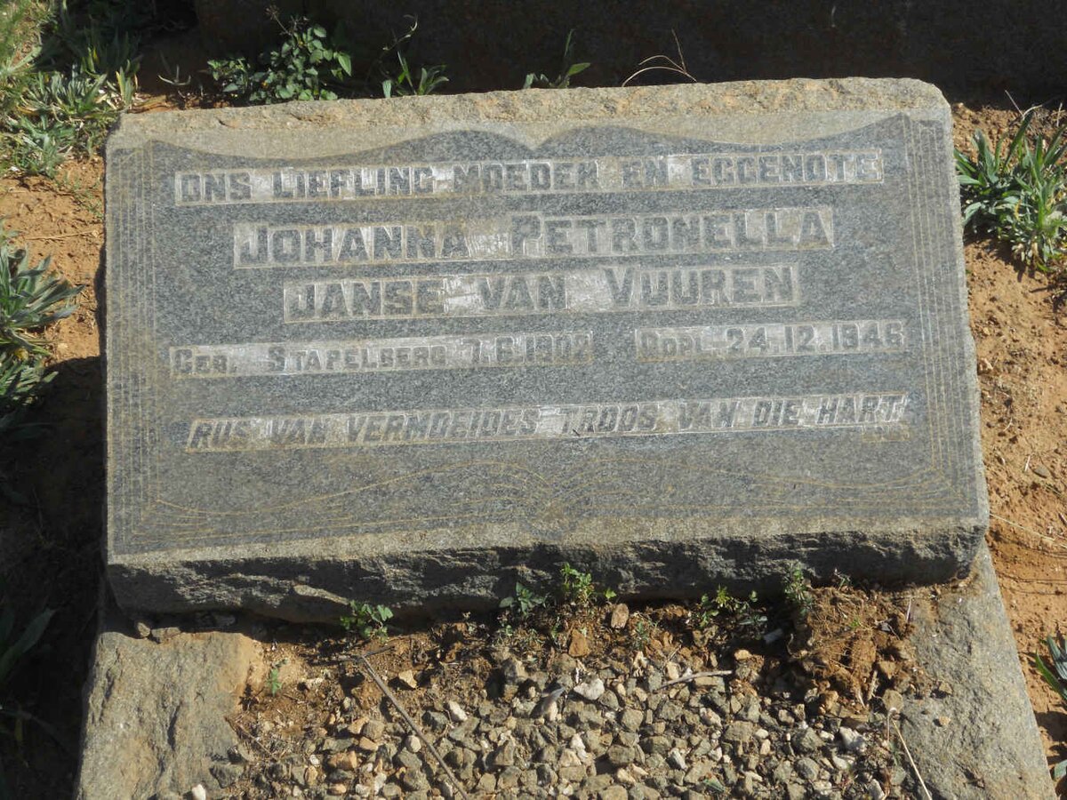 VUUREN Johanna Petronella, Janse van nee STAPELBERG 1902-1946