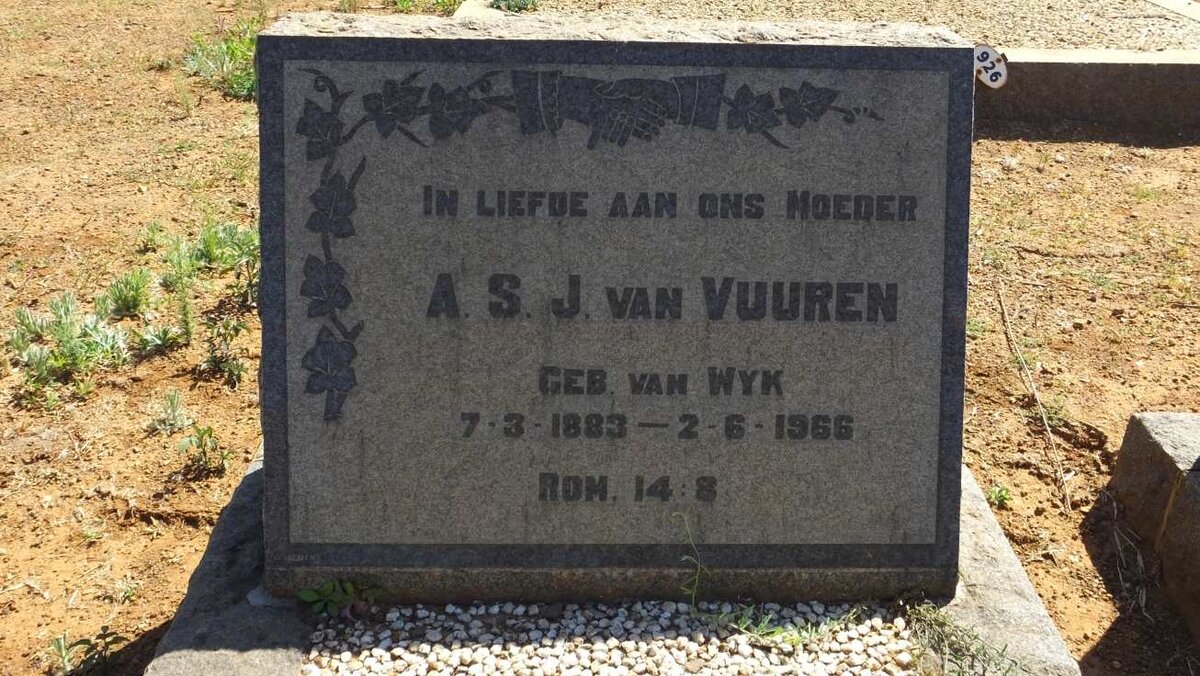 VUUREN A.S.J., van nee VAN WYK 1883-1966
