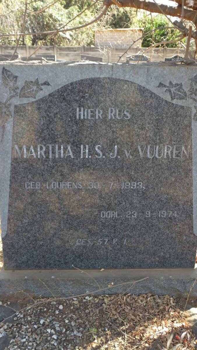 VUUREN Martha H.S., J. v. 1893-1974