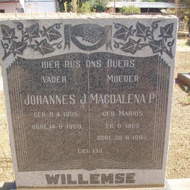 WILLEMSE Johannes J. 1905-1969 &amp; Magdalena P. MARAIS 1909-1964