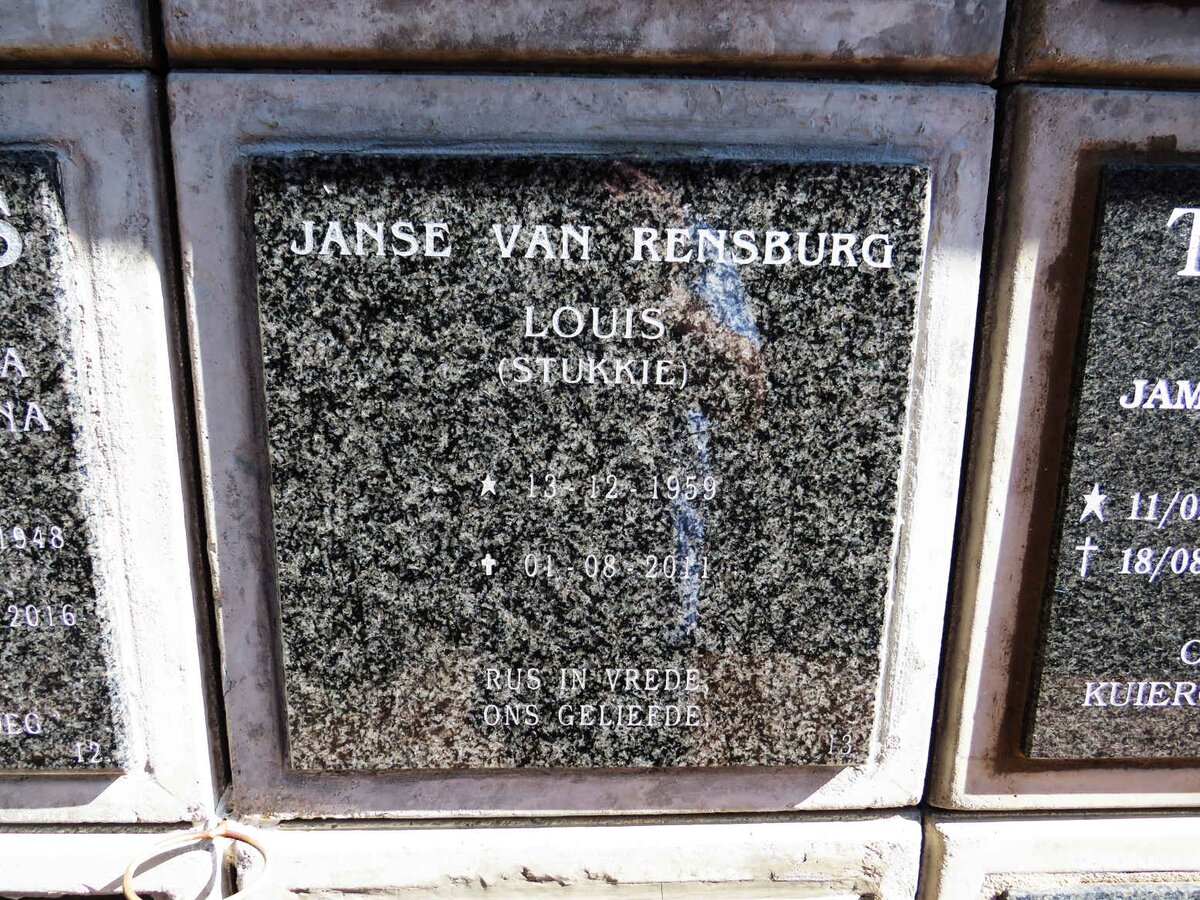 RENSBURG Louis, Janse van 1959-2011