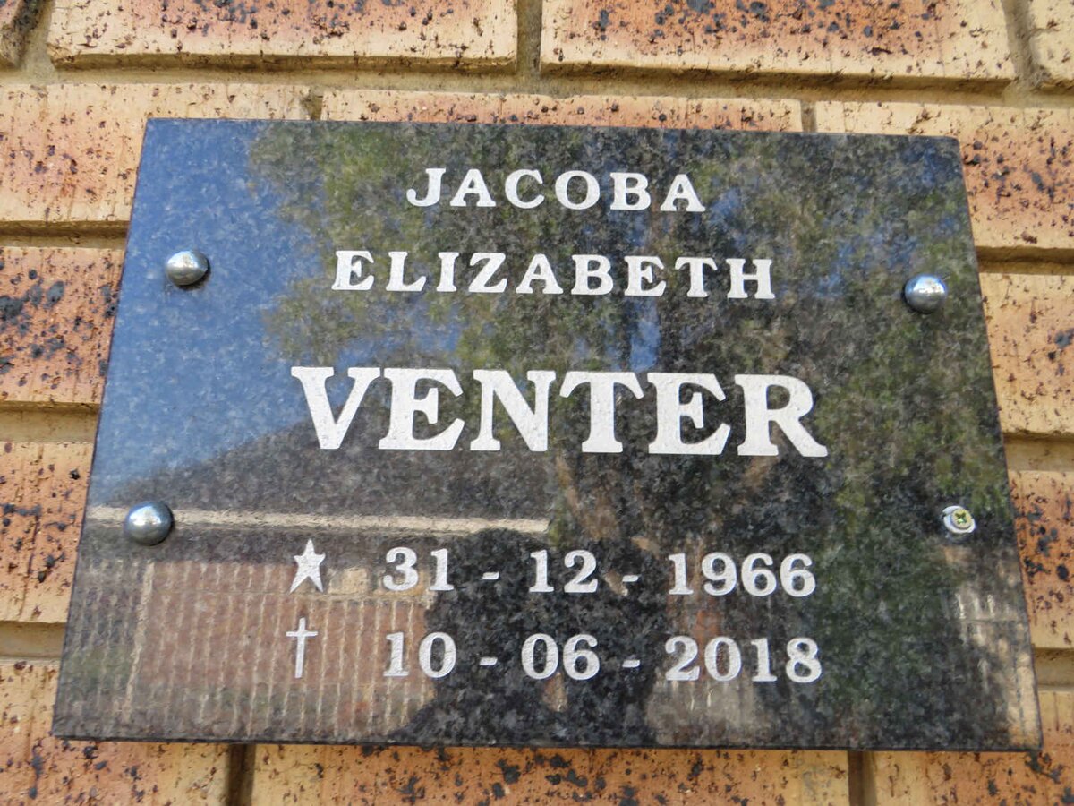 VENTER Jacoba Elizabeth 1966-2018