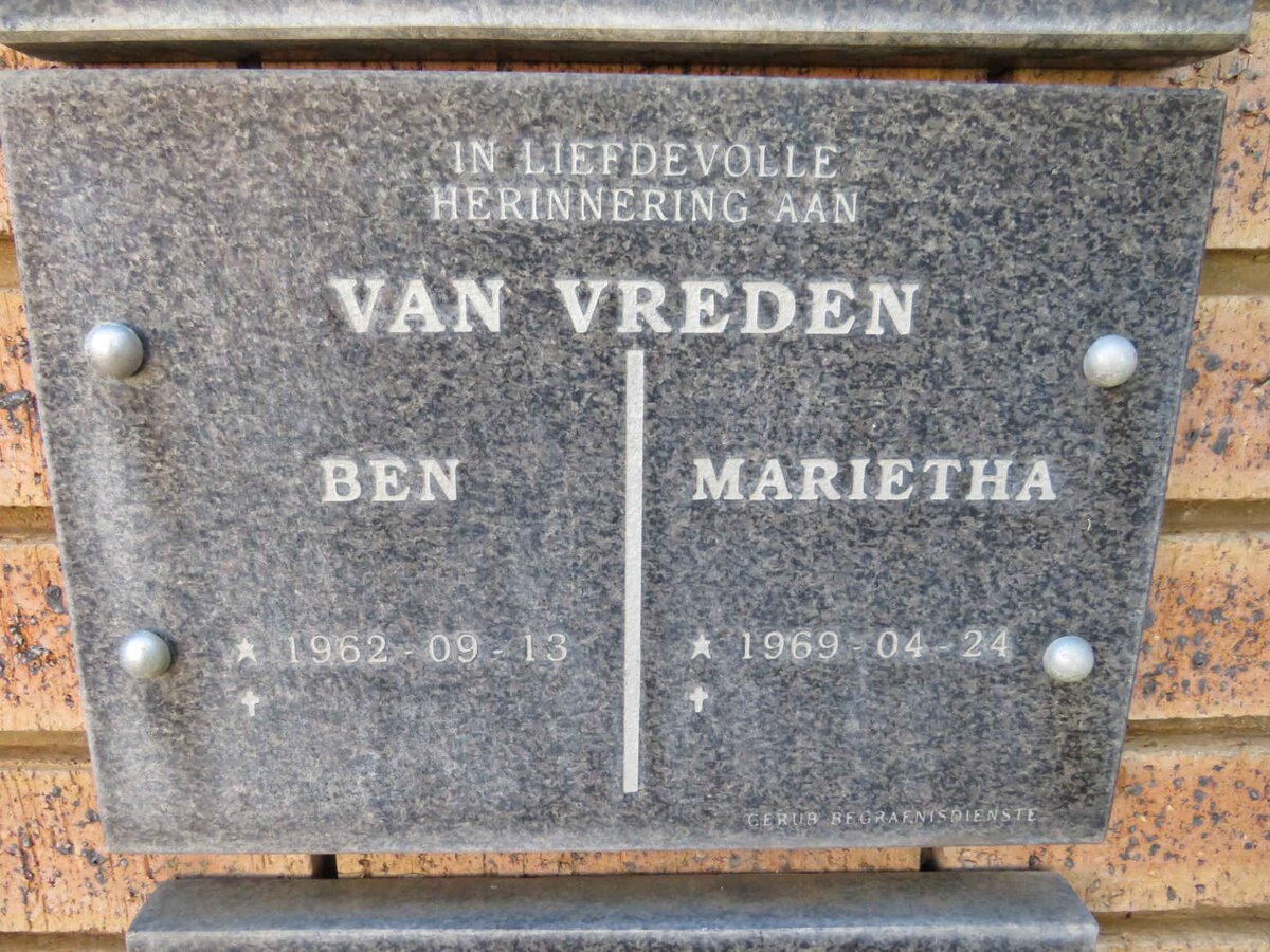 VREDEN Ben, van 1962- & Marietha 1969- 