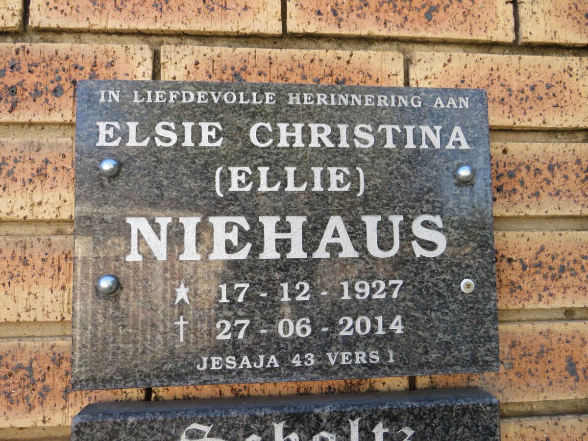 NIEHAUS Elsie Christina 1927-2014