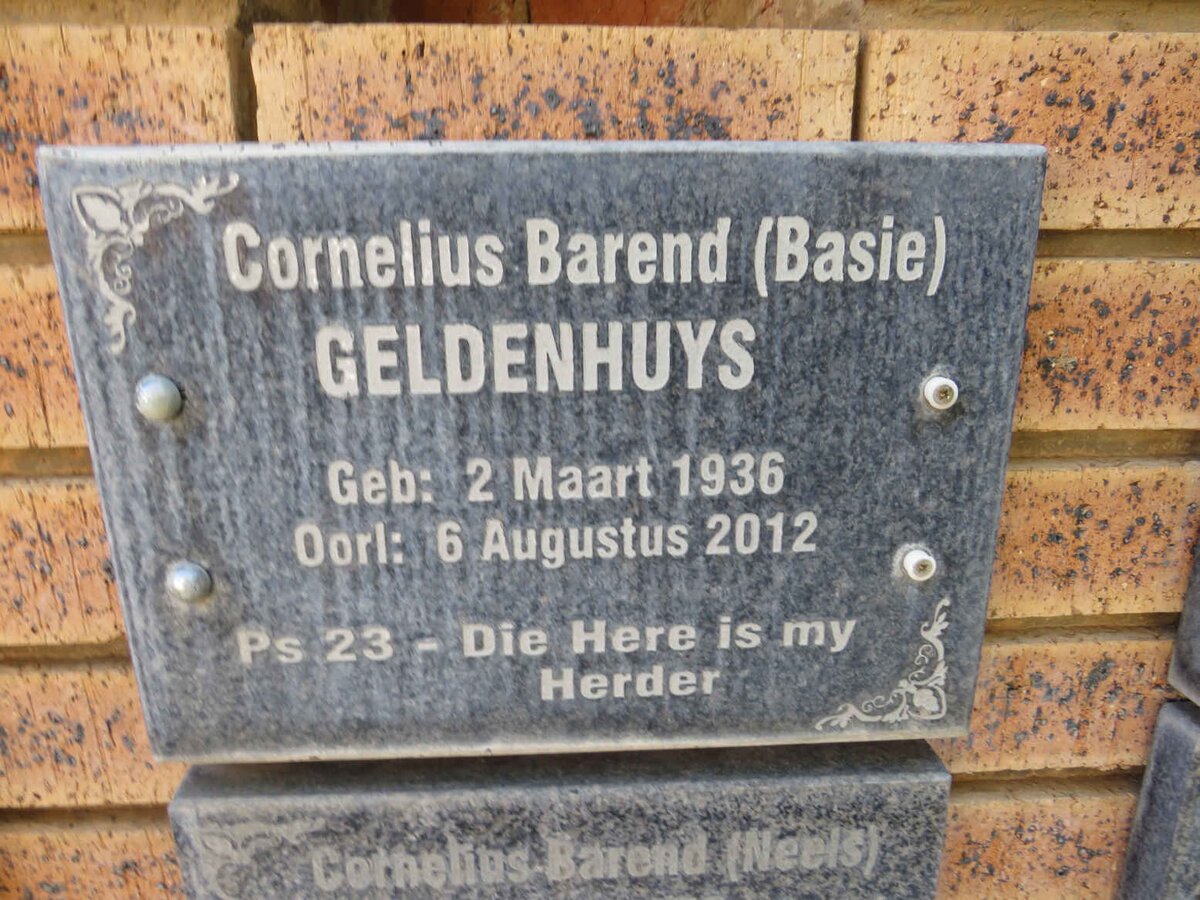 GELDENHUYS Cornelius Barend 1936-2012