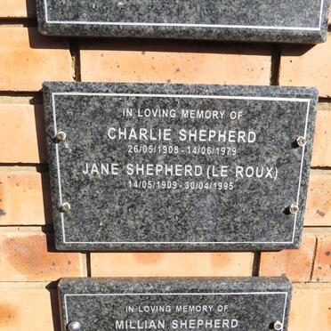 SHEPHERD Carlie 19058-1979 & Jane LE ROUX 1909-1995