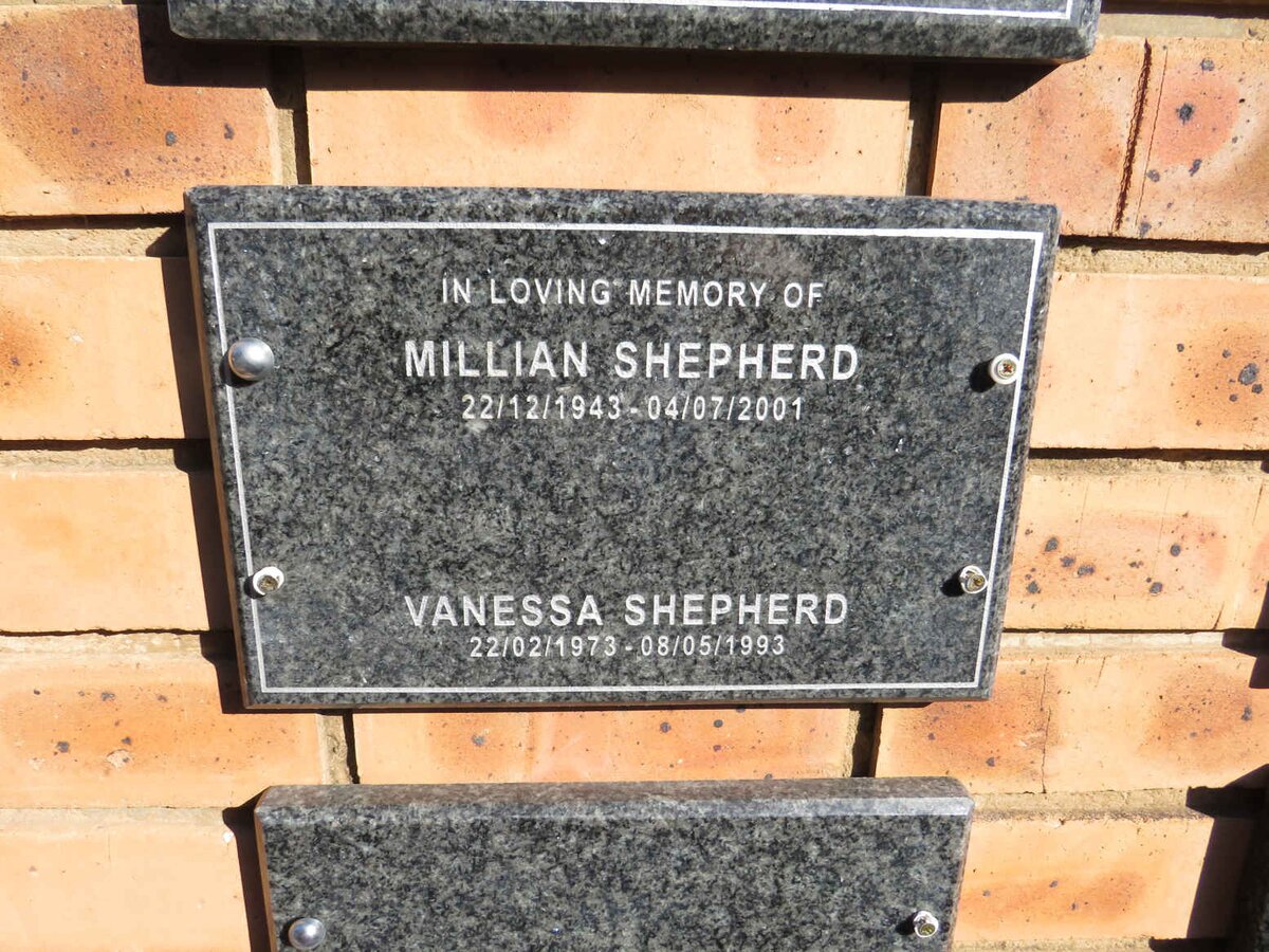 SHEPHERD Millian 1943-2001 :: SHEPHERD Venessa 1973-1993