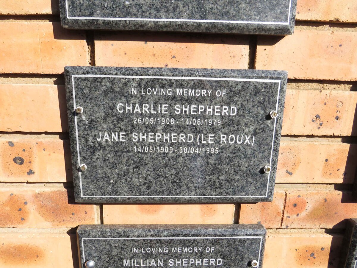 SHEPHERD Carlie 19058-1979 & Jane LE ROUX 1909-1995