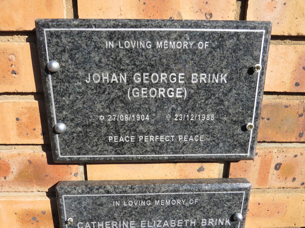 BRINK Johan George 1904-1988