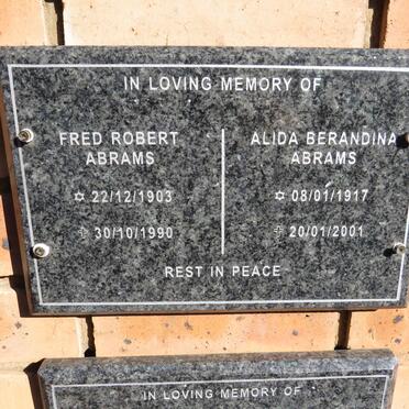 ABRAMS Fred Robert 1903-1990 & Alida Berandina 1917-2001