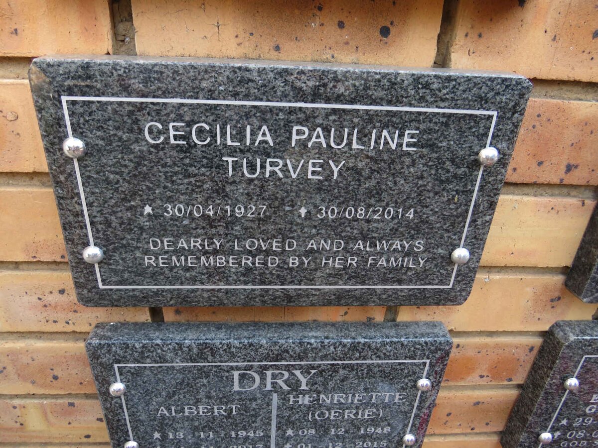 TURVEY Cecilia Pauline 1927-2014