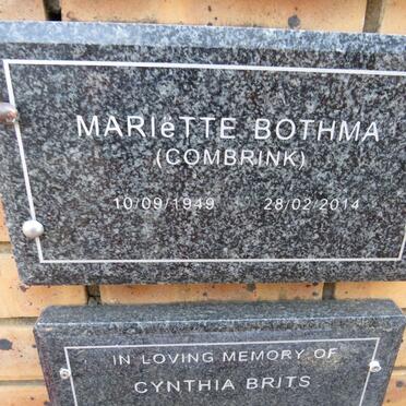 BOTHMA Mariette nee COMBRINK 1949-2014
