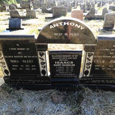 ANTHONY Cecil Patric 1899-1972 :: ANTHONY Nora Valery 1941-1963 ::  ISAACS Marry Magdeline 1944-2016