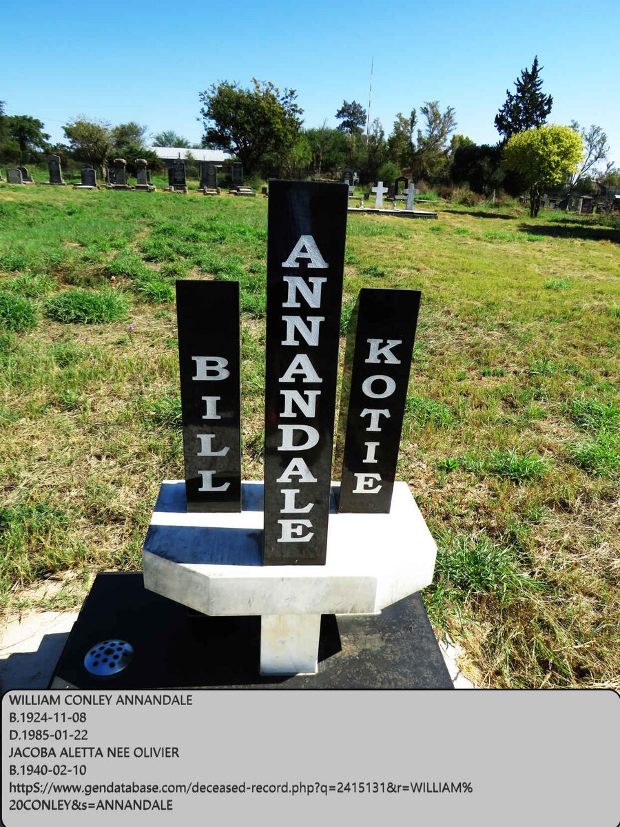 ANNANDALE William Conley 1924-1985 & Jacoba Aletta OLIVIER 1940- 