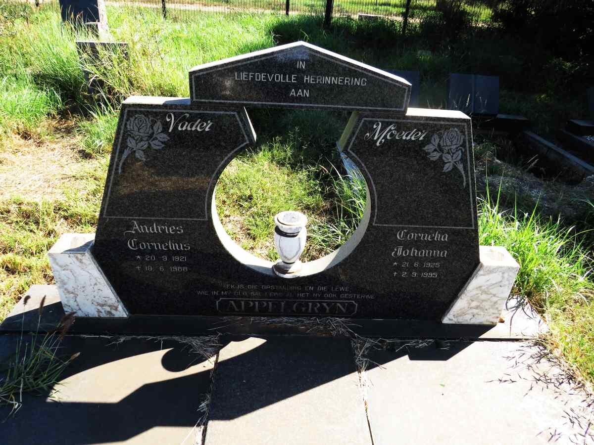 APPELGRYN Andries Cornelius 1921-1988 & Cornelia Johanna 1925-1995